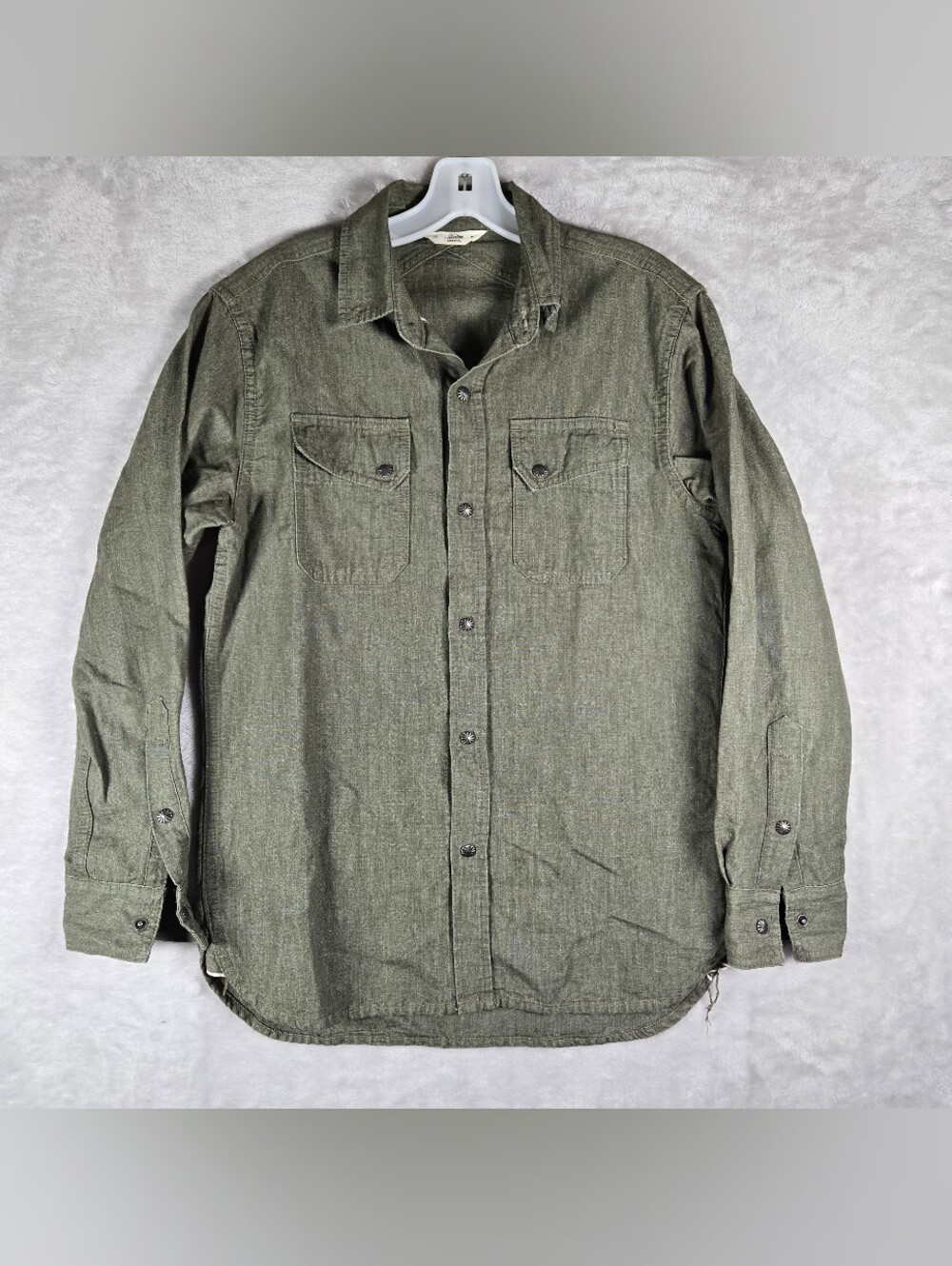 3Sixteen Selvedge Denim Snap Up Mens Size Small Long Sleeve Green Shirt
